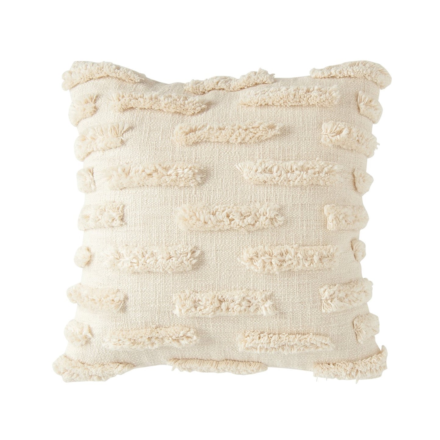 20" Woven Cotton Embroidered Lines of Fringed Decorative Pillows