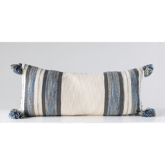 Striped Lumbar Pillow With Tassels