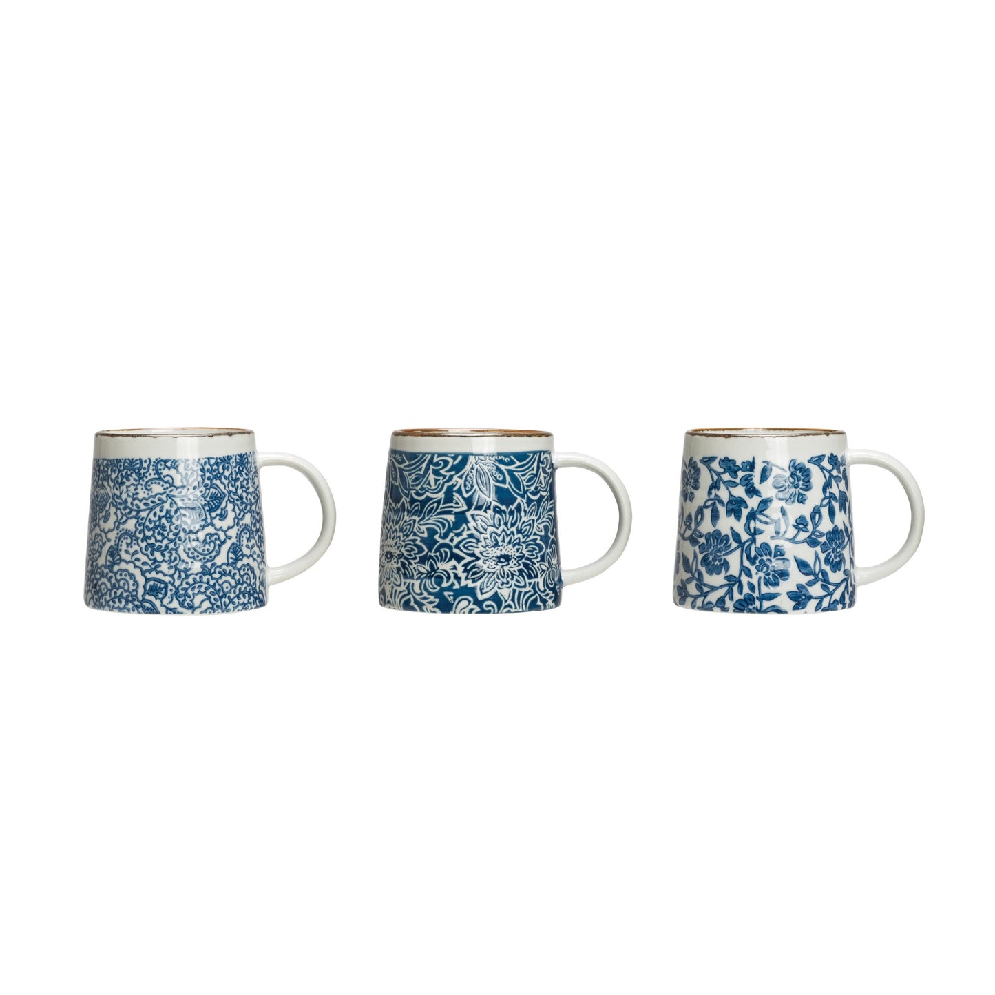 12 oz Blue and White Stoneware Mug