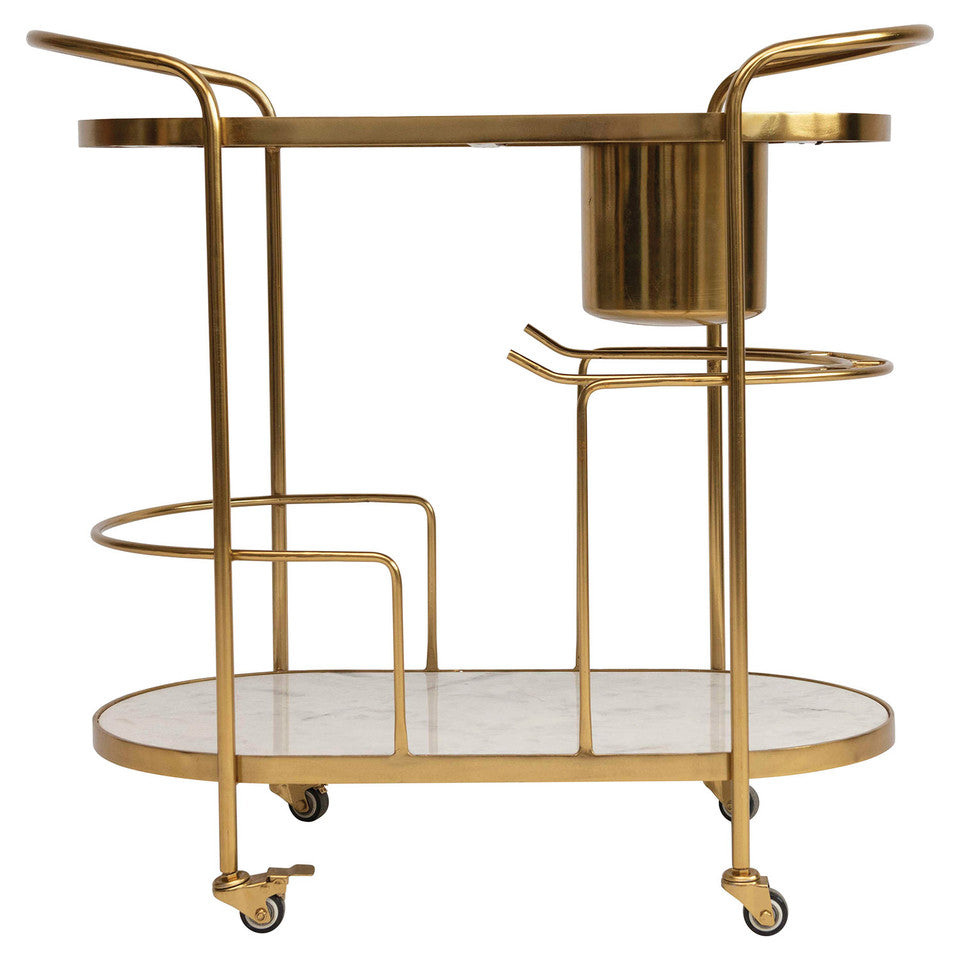 Metal 2-Tier Bar Cart on Caster