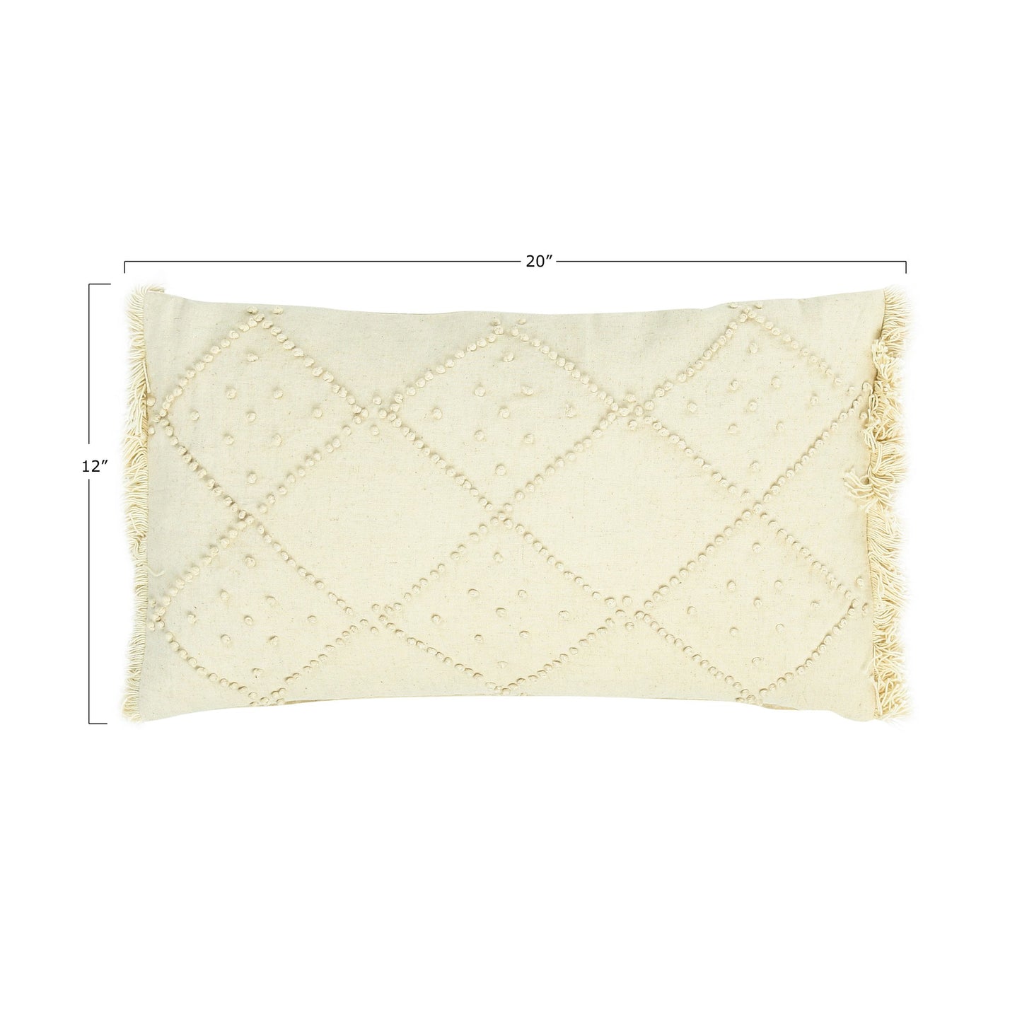 Lumbar Pillow with French Knots and Fringe