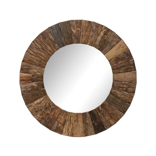 47" Round Wood Framed Wall Mirror