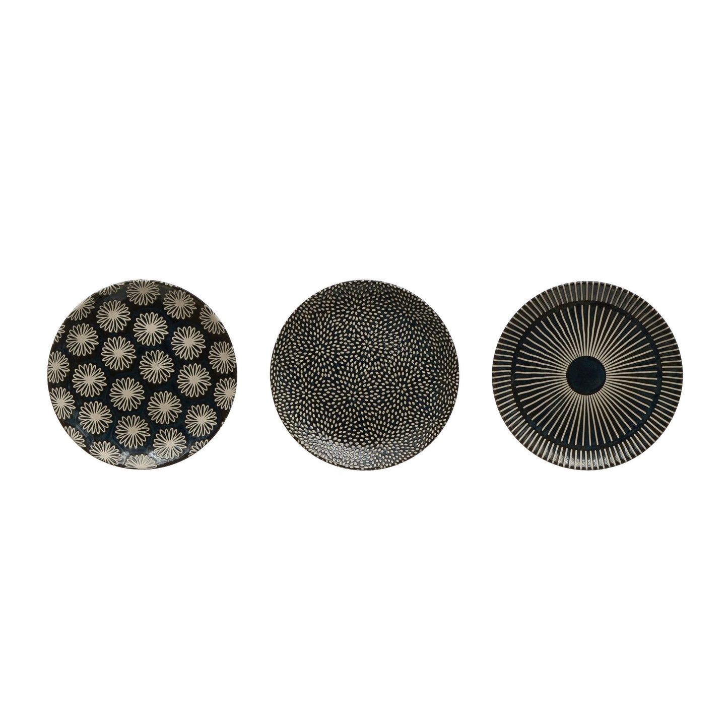 5" Round Stoneware Plate with Pattern