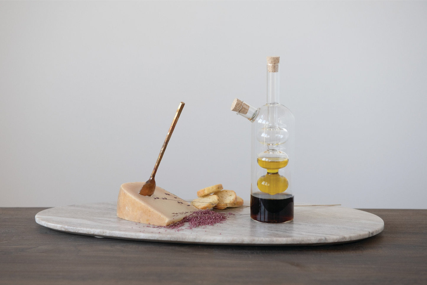 Glass Oil and Vinegar Cruet with Cork Stoppers