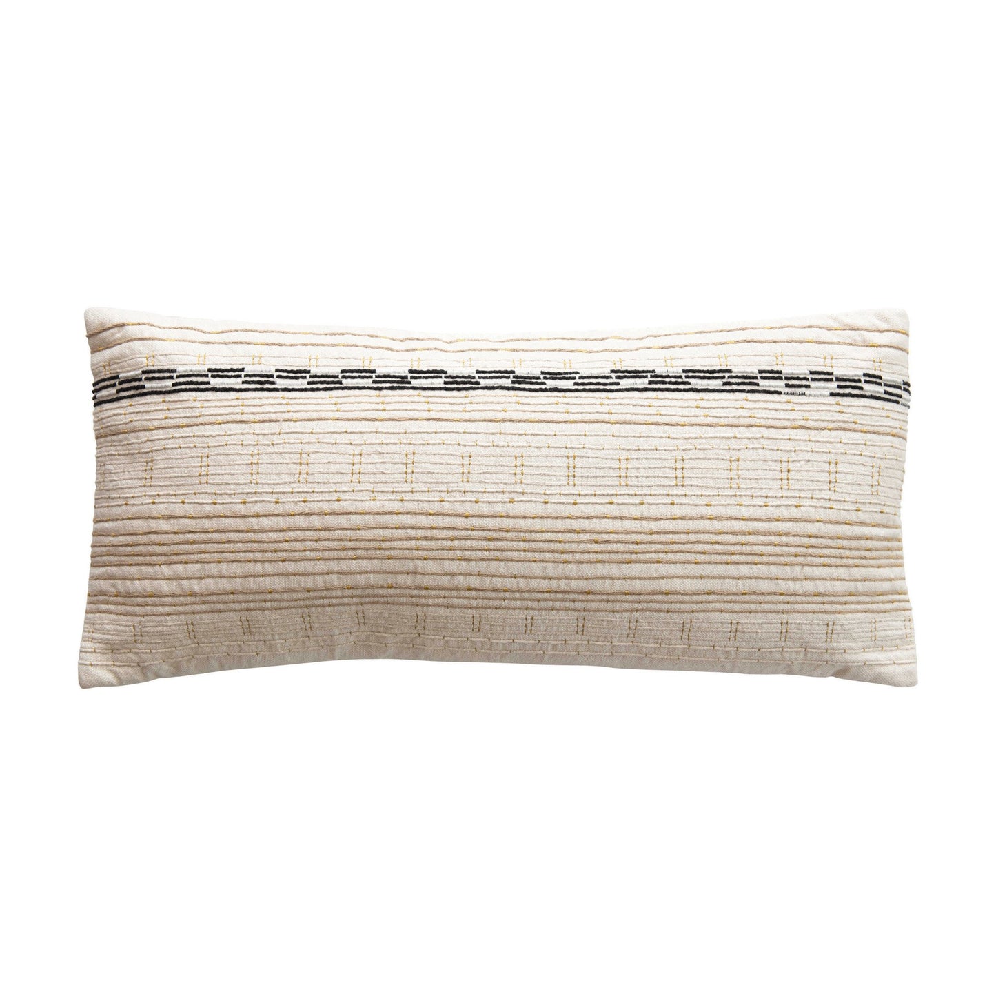 Cotton Lumbar Pillow with Embroidery