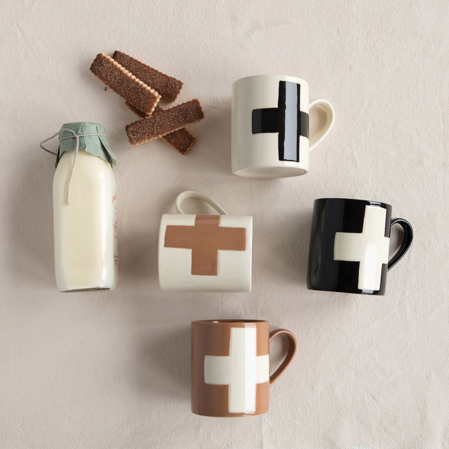 Handmade Stoneware Mug with Swiss Cross