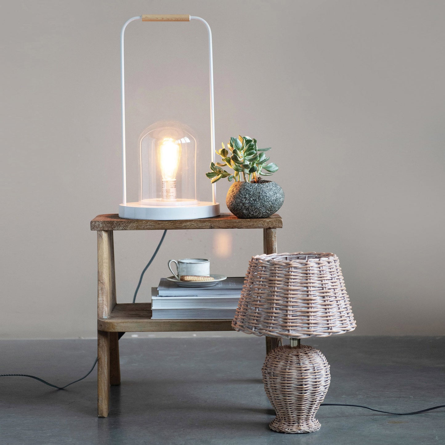 Hand-Woven Rattan Table Lamp