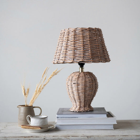 Hand-Woven Rattan Table Lamp