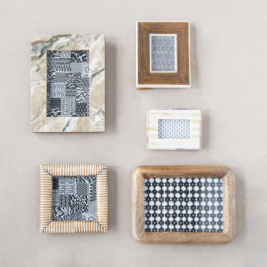 Hand-Carved Photo Frame with Ribbed Pattern