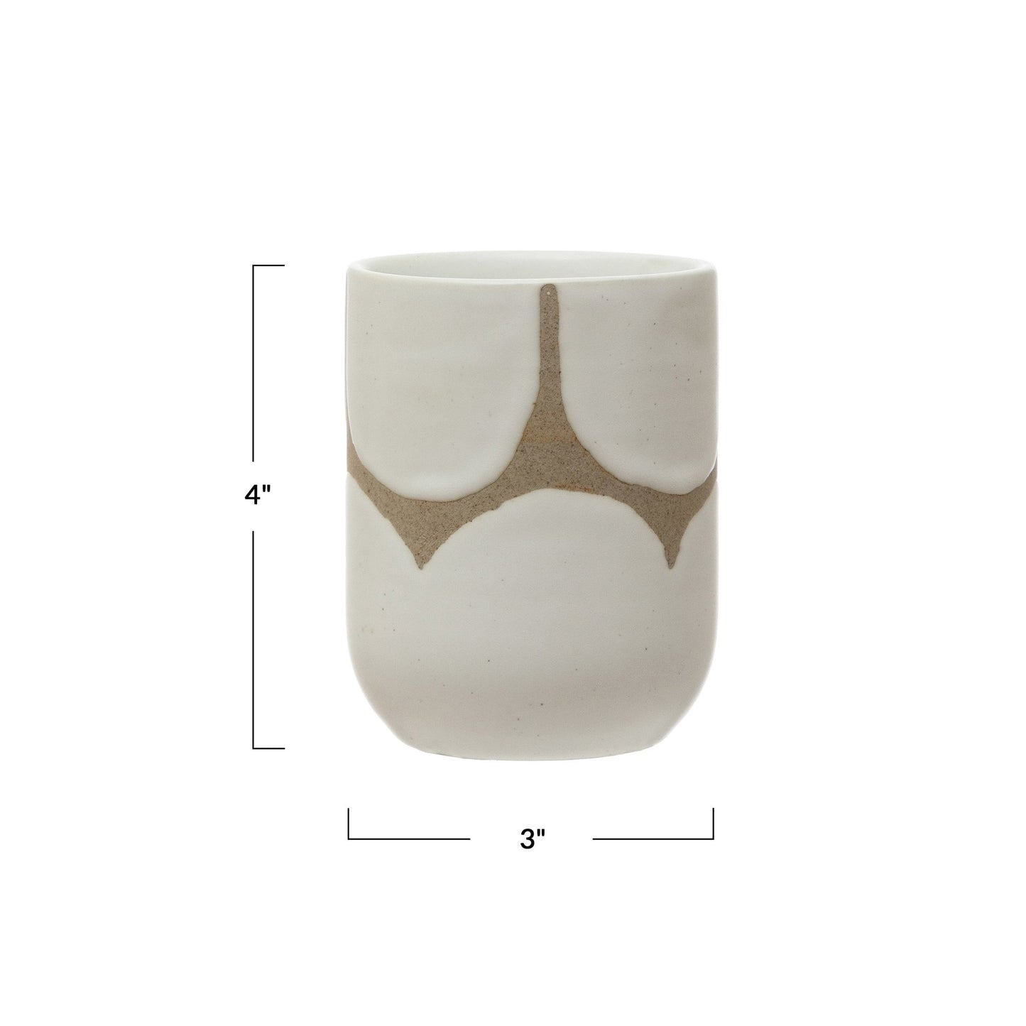 Hand-Painted Stoneware Cup with Scallop Design