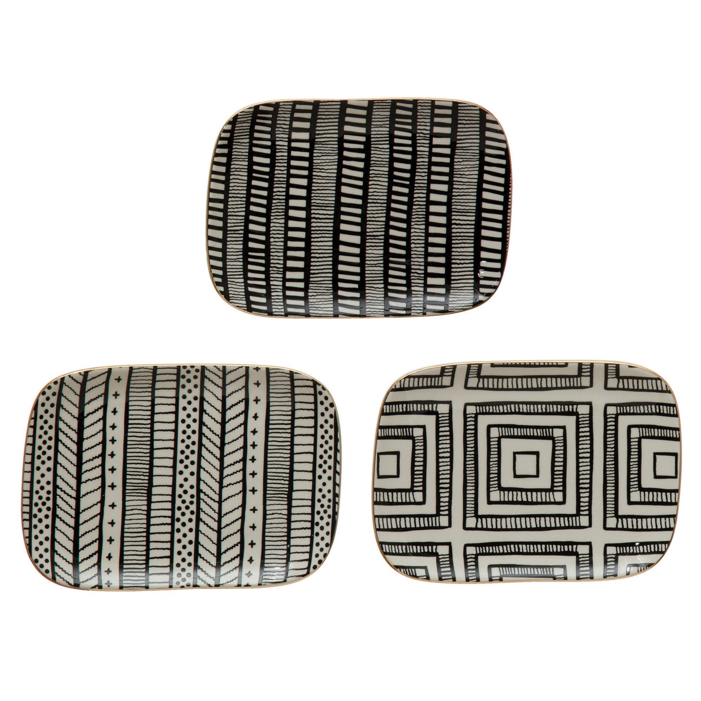 7-1/2"L x 5-1/2"W Stoneware Plate with Pattern