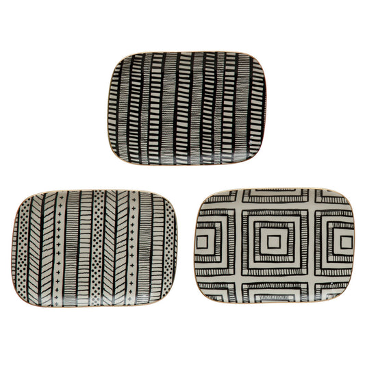 7-1/2"L x 5-1/2"W Stoneware Plate with Pattern