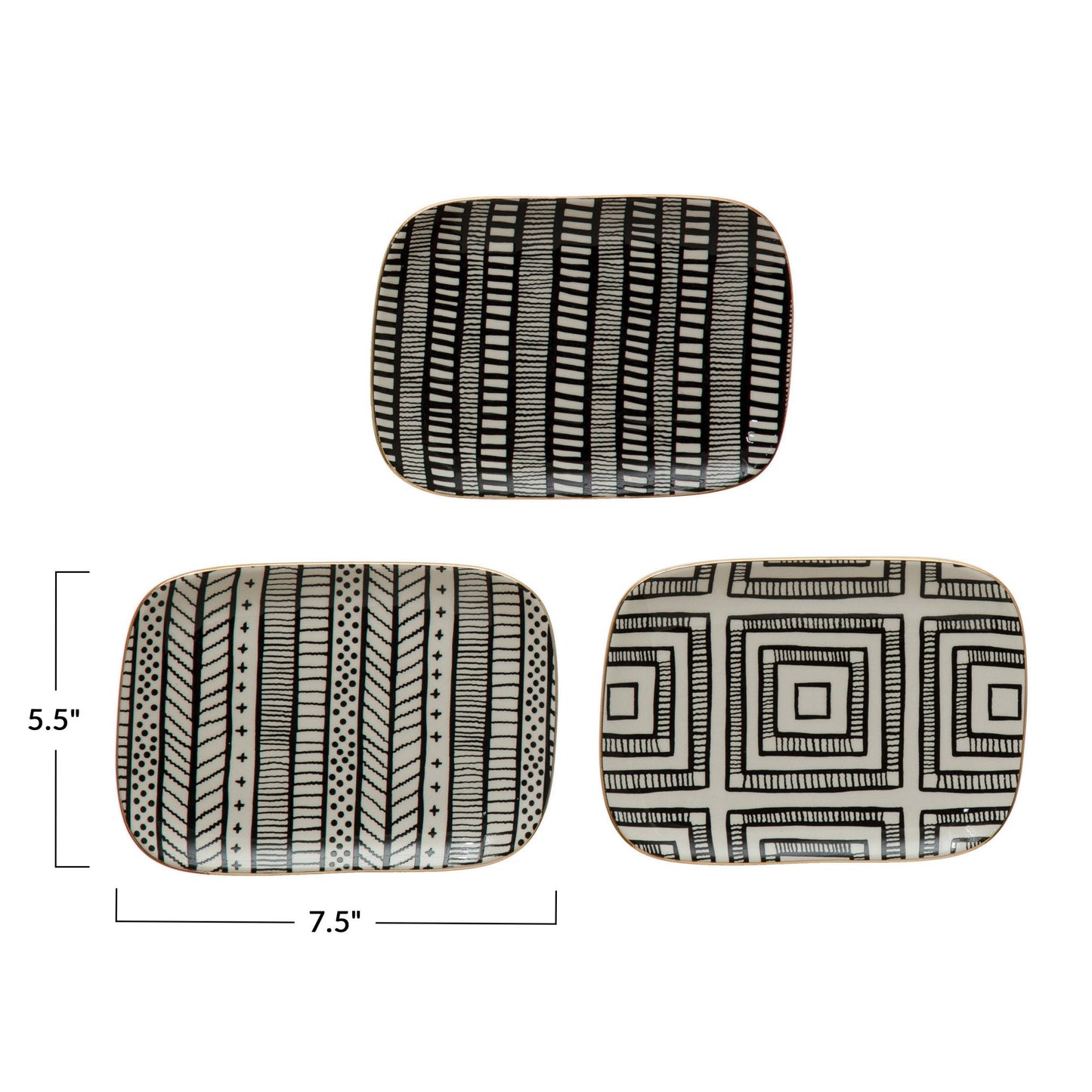 7-1/2"L x 5-1/2"W Stoneware Plate with Pattern