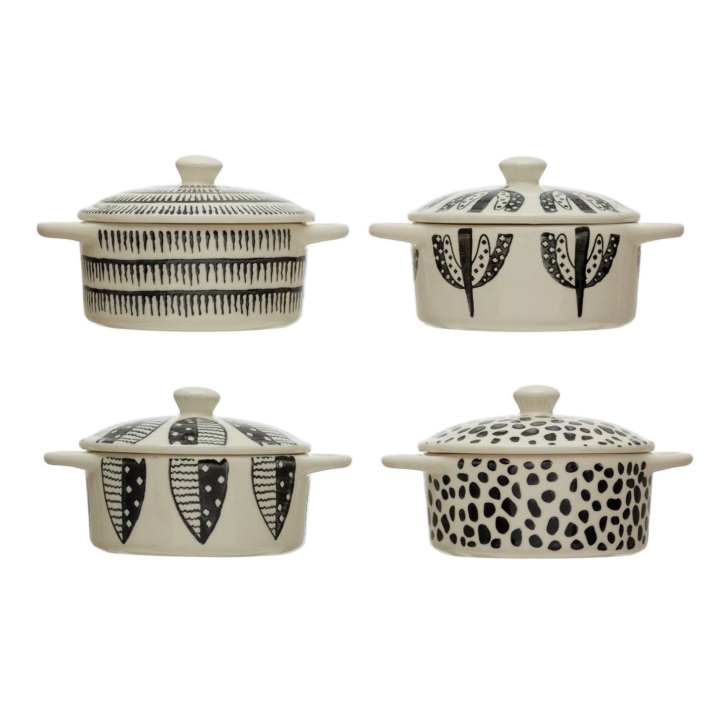 5" Stoneware Mini Baker with Lid and Pattern
