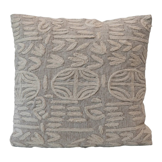 20" Jute Appliqued Beige & Cream Color Pillow