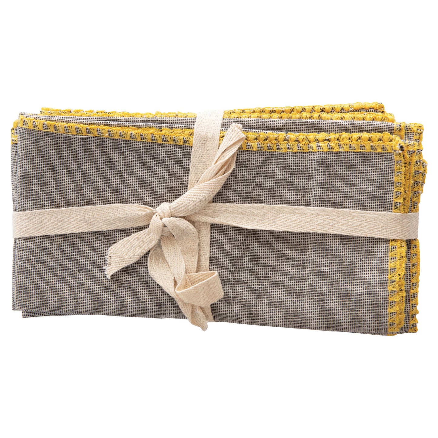 Cotton Napkins with Embroidered Edge Set of 4