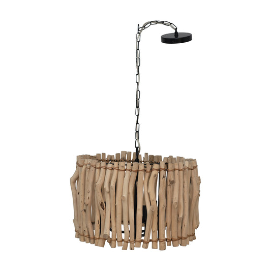 Round Driftwood Pendant Lamp with 3 Lights