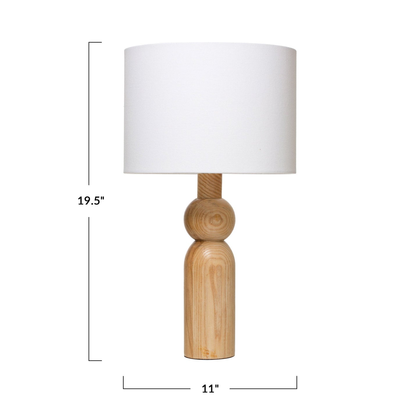 Natural Wood Table with Linen Shade Lamp