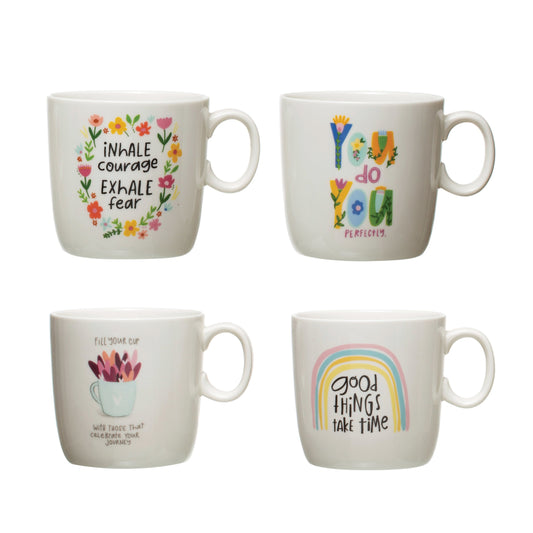 12 oz Stoneware Mug with Motivational Saying