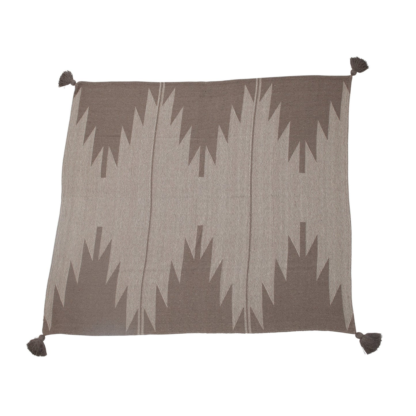 Woven Throw with Aztec Pattern and Tassels