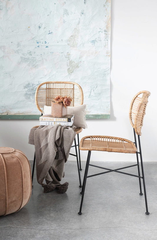Woven Throw with Aztec Pattern and Tassels