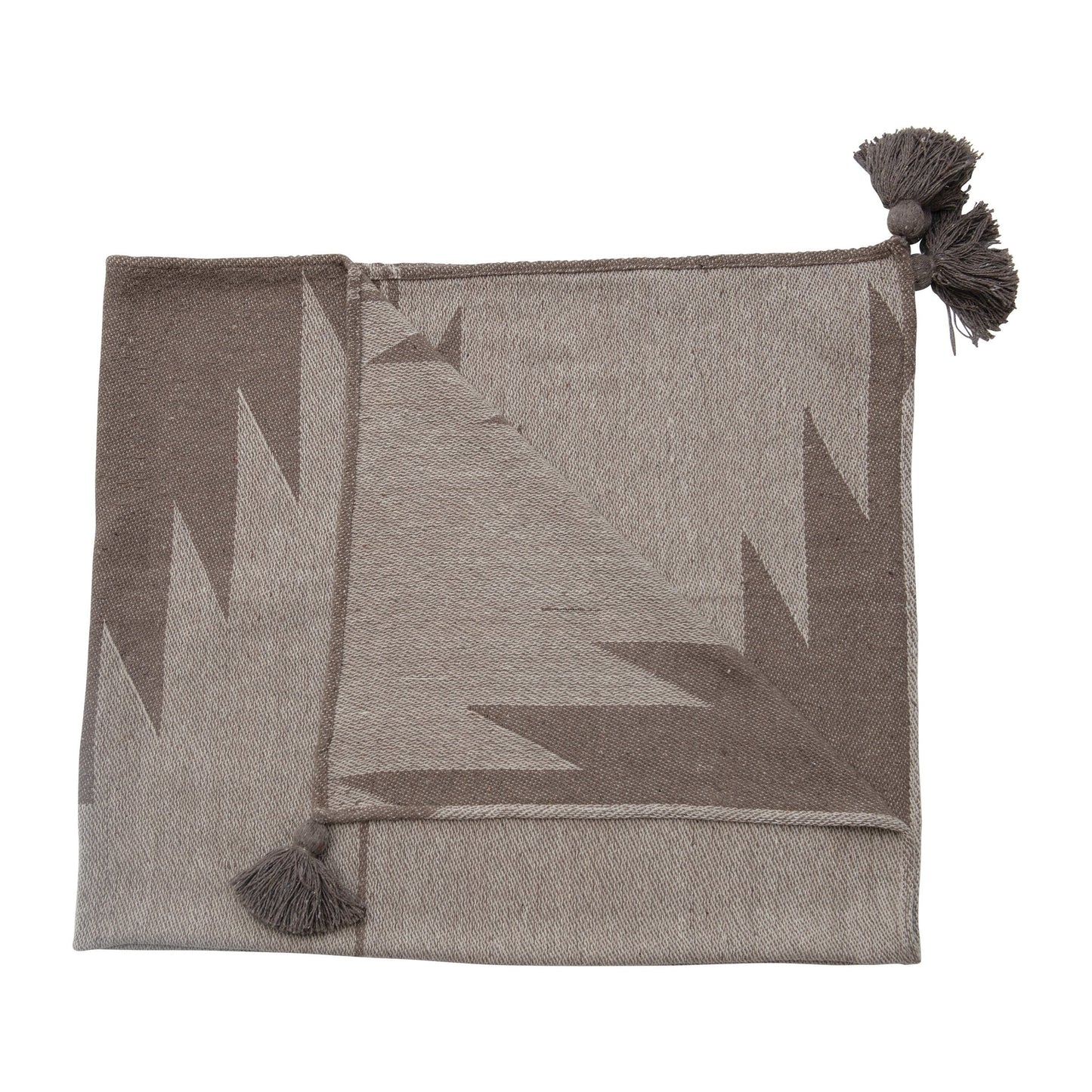 Woven Throw with Aztec Pattern and Tassels