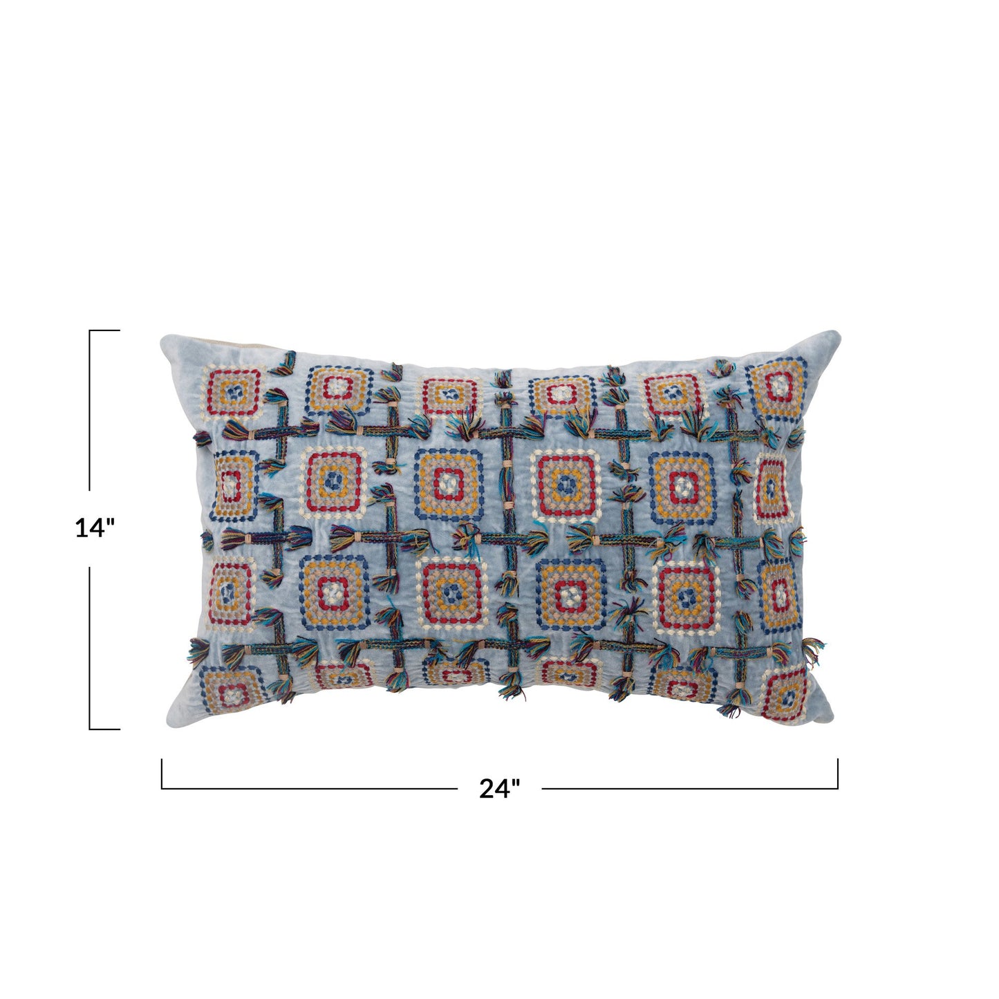 Cotton Velvet Embroidered Lumbar Pillow