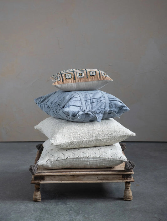 Cotton Velvet Embroidered Lumbar Pillow