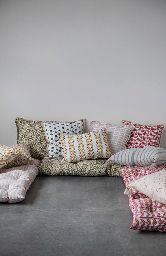 Cotton Printed Tufted French Cushion