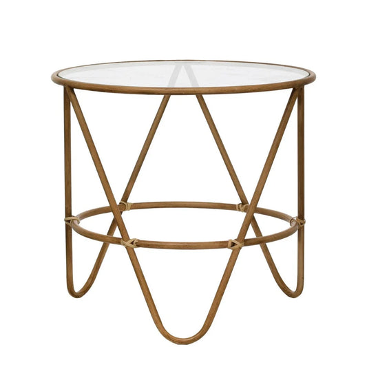 Round Metal Bamboo Table