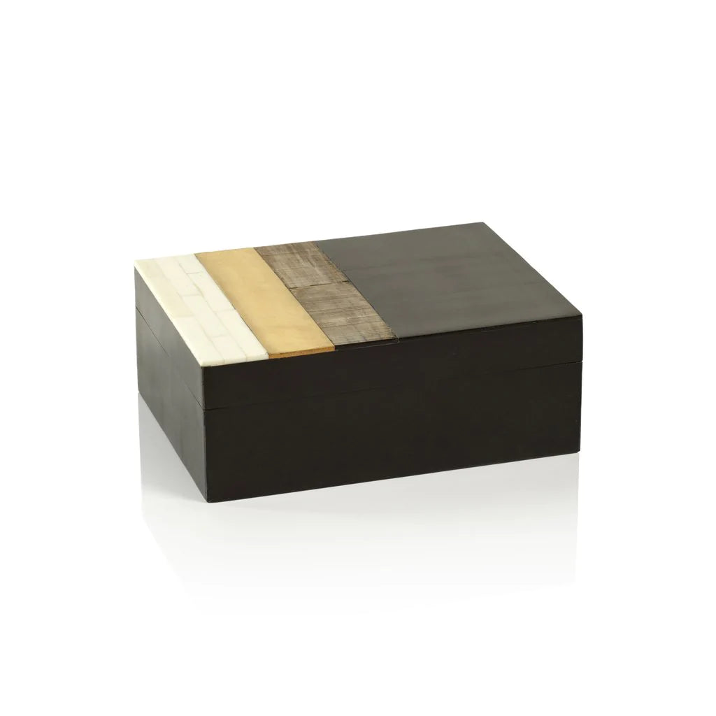 Benagil Black Shagrin Horn, Bone and Brass Box