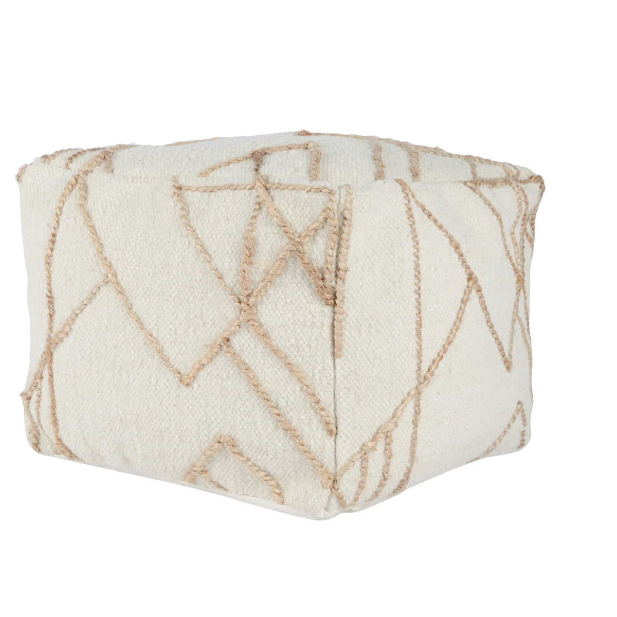 Sintra Ivory Natural Pouf  18x18x14