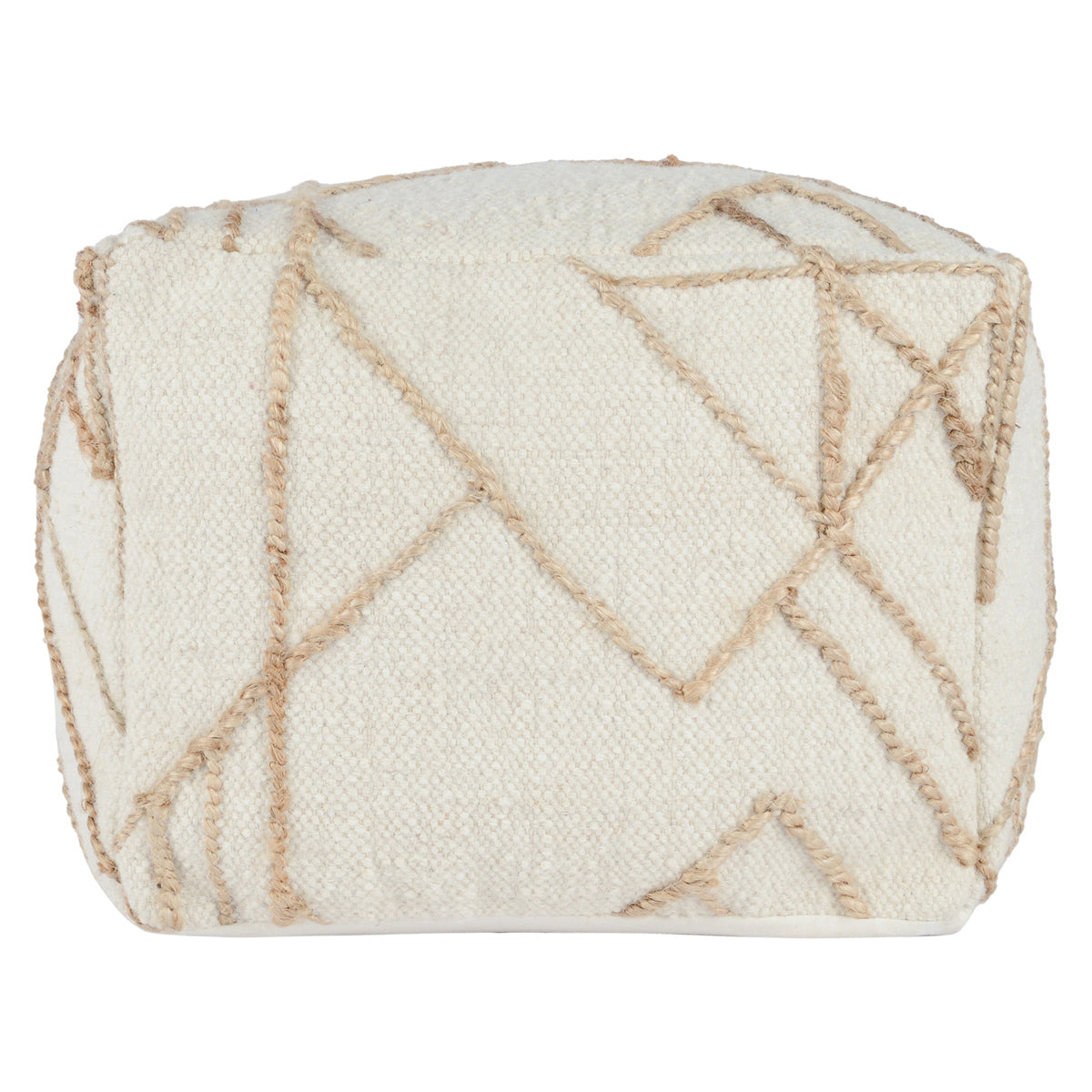 Sintra Ivory Natural Pouf  18x18x14