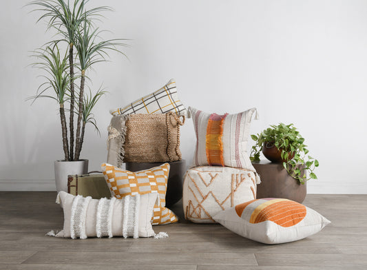 Sintra Ivory Natural Pouf  18x18x14