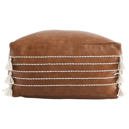 Ezekiel Vegan Leather Brown Pouf 24x24x12