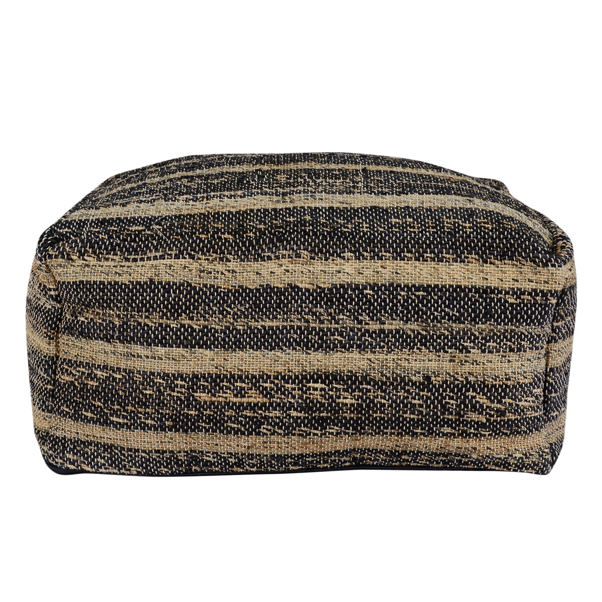 Zane Black Natural Pouf 24x24x12